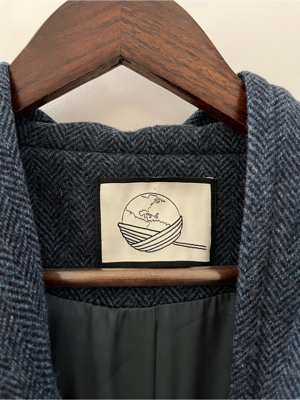 My Fair Lady Long Hooded Wool Trench Coat in Slate Blue - Picture 4 of 10